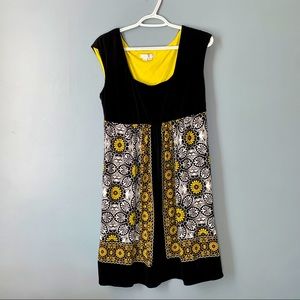London Times Black and Yellow Size 14 Dress